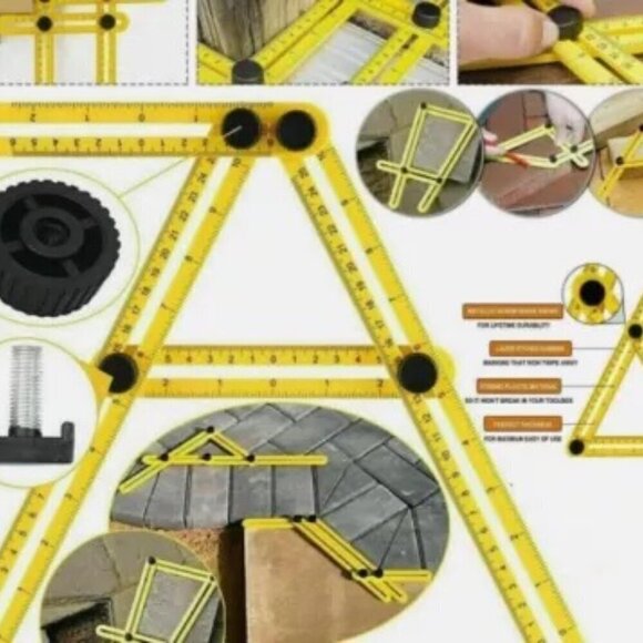 Haus Bell Measuring Layout Tools Multi-Angle Template Ruler Yellow 2-Pack New - Picture 9 of 12